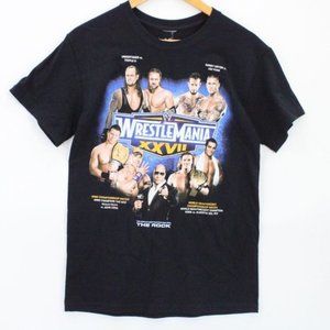 WWE T-Shirt Men's Black Short Sleeve Wrestling Wrestlemania XXVII 27 2011